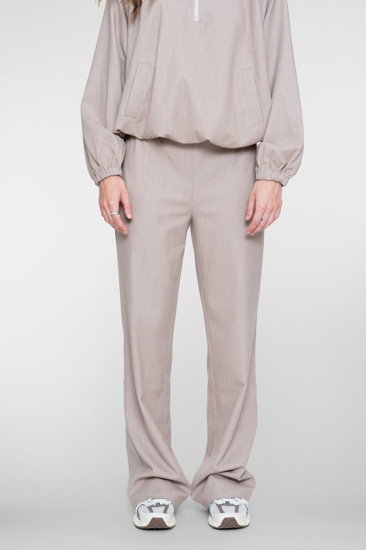 Geisha flanel melange broek met rechte pijpen