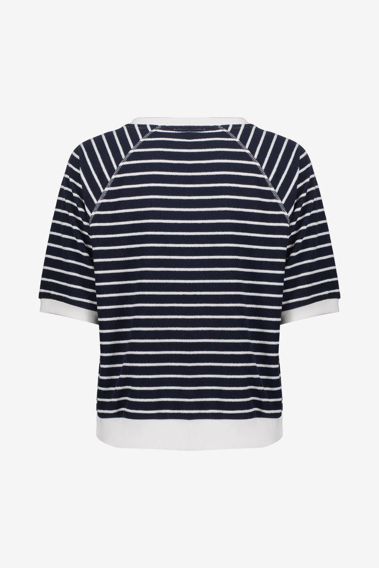 Geisha gestreepte sweater met korte mouw en raglanlijn