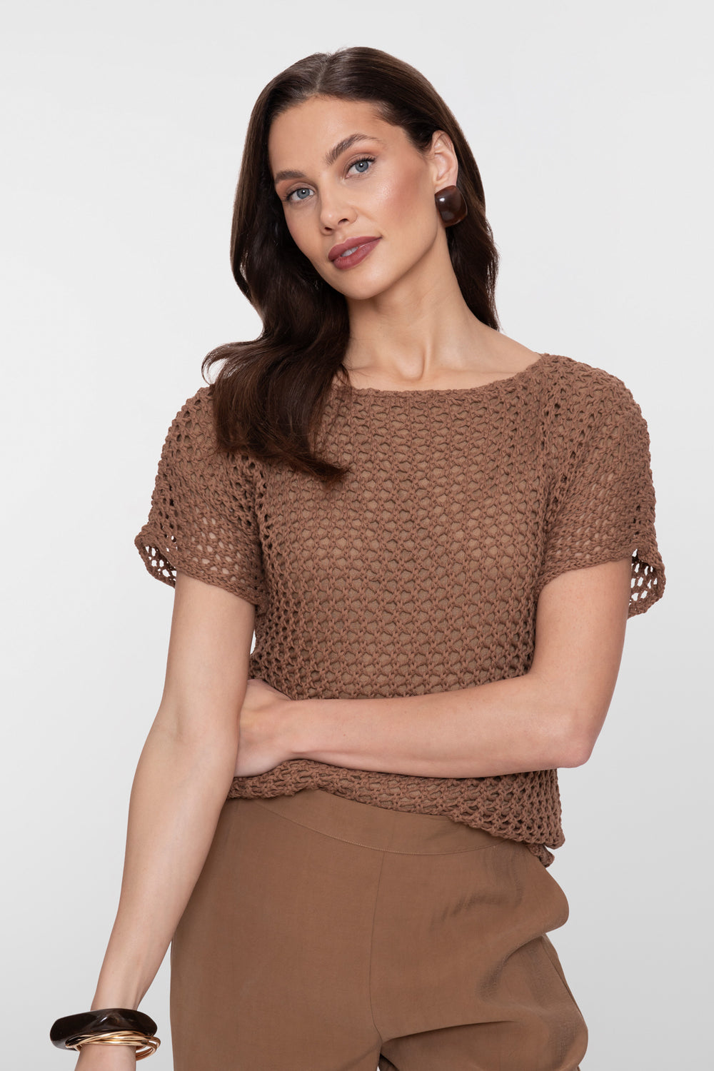 Geisha opengewerkt knit met korte mouwen