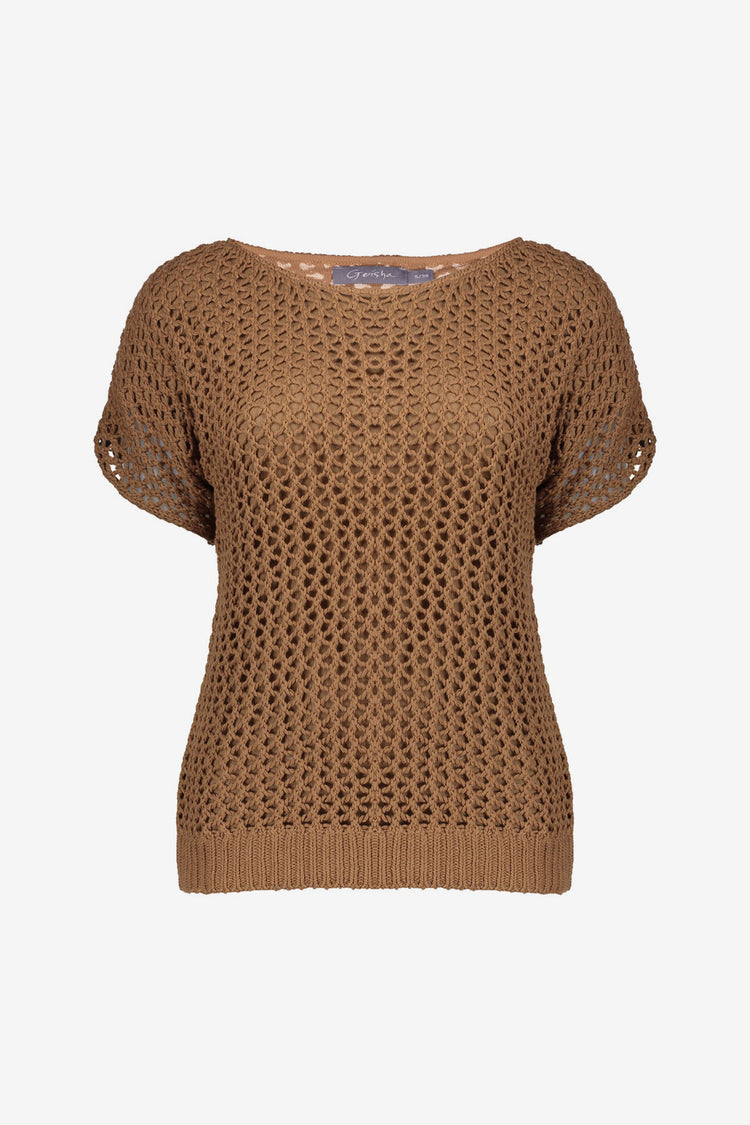 Geisha opengewerkt knit met korte mouwen