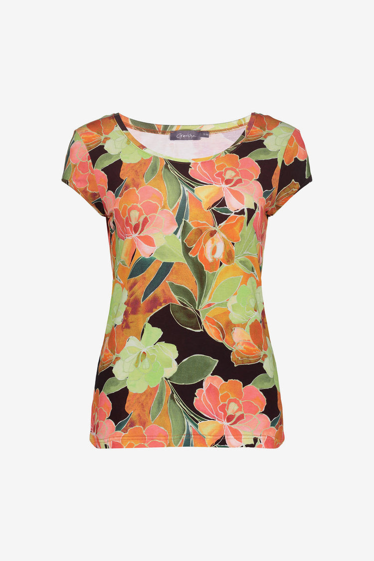 Geisha T-shirt met ronde hals en print
