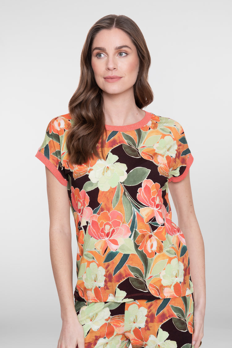 Geisha jersey T-shirt met ronde hals en glitterdetail