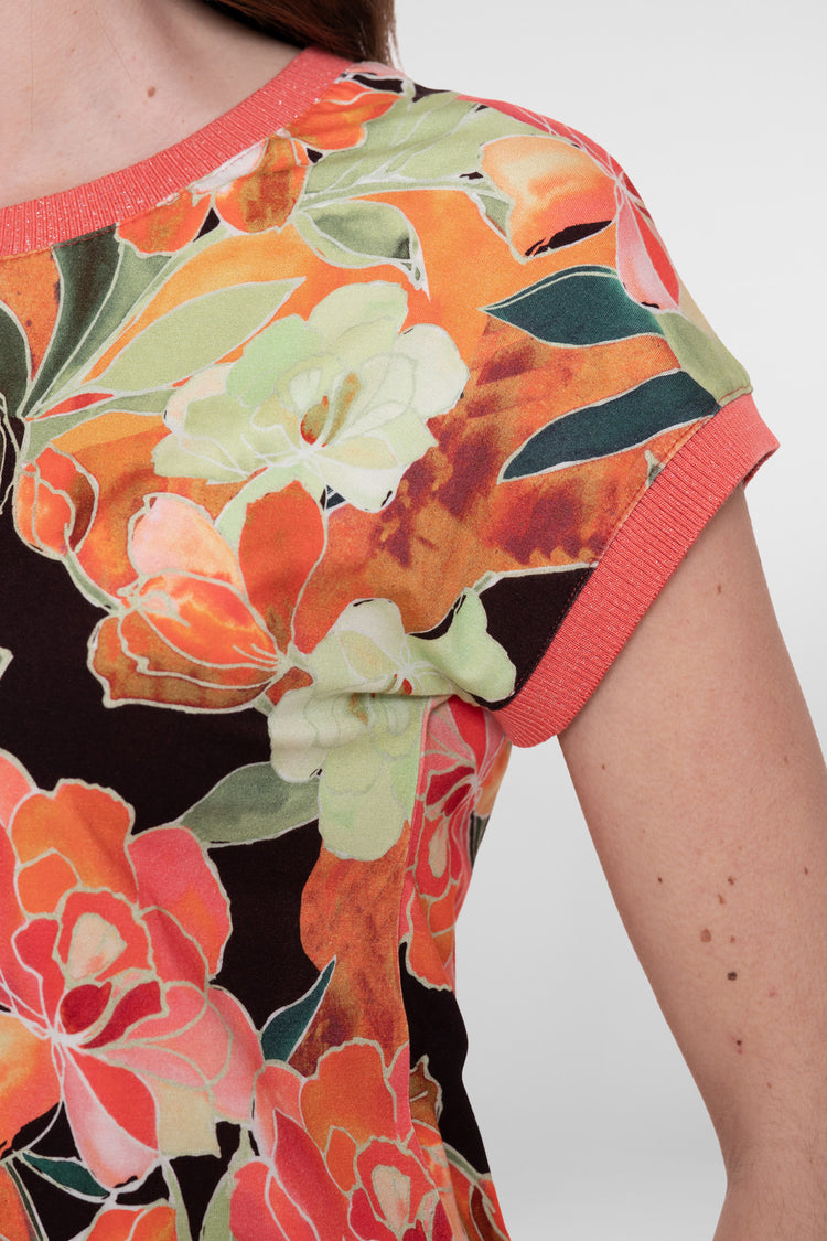 Geisha jersey T-shirt met ronde hals en glitterdetail