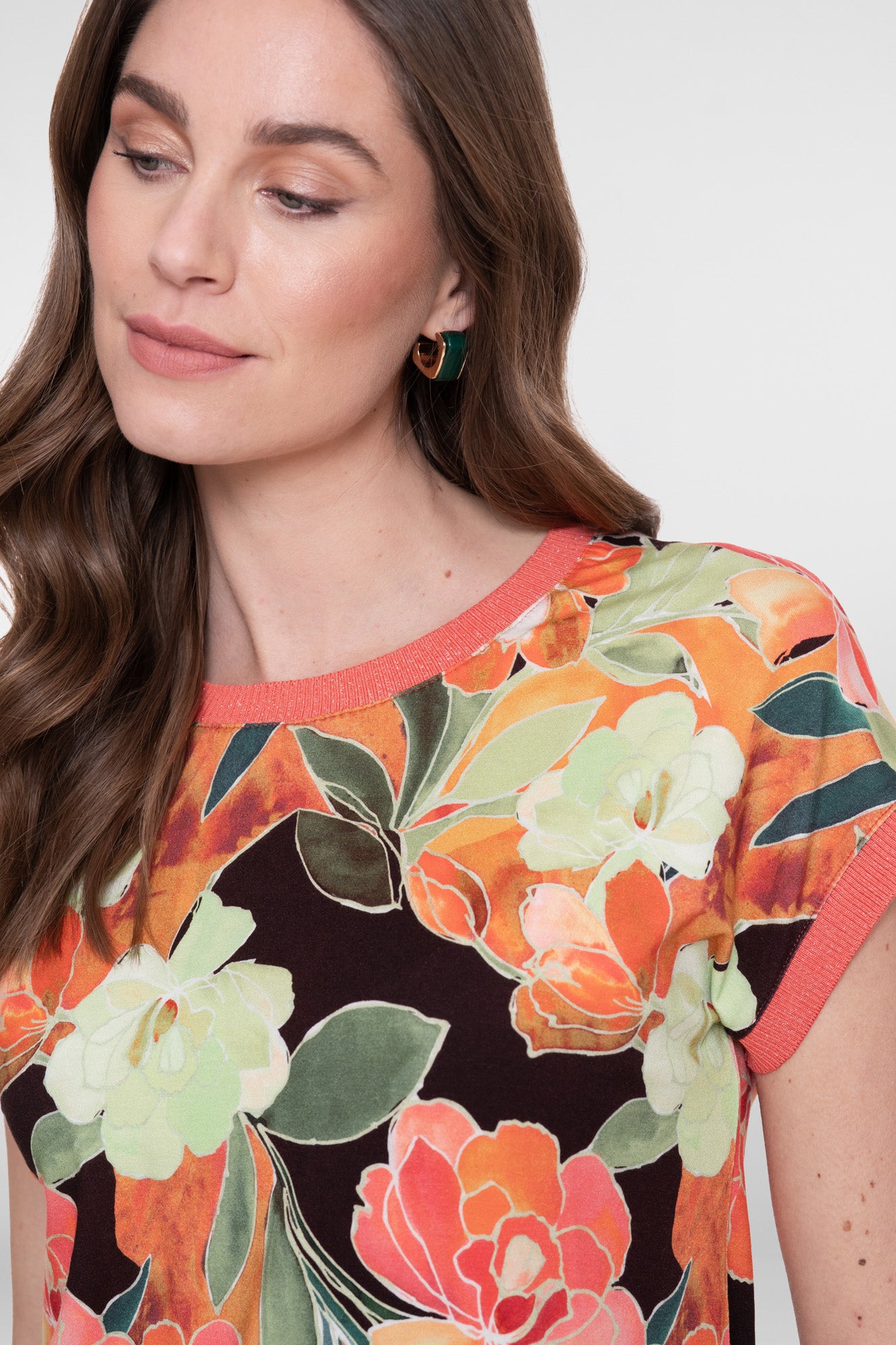 Geisha jersey T-shirt met ronde hals en glitterdetail