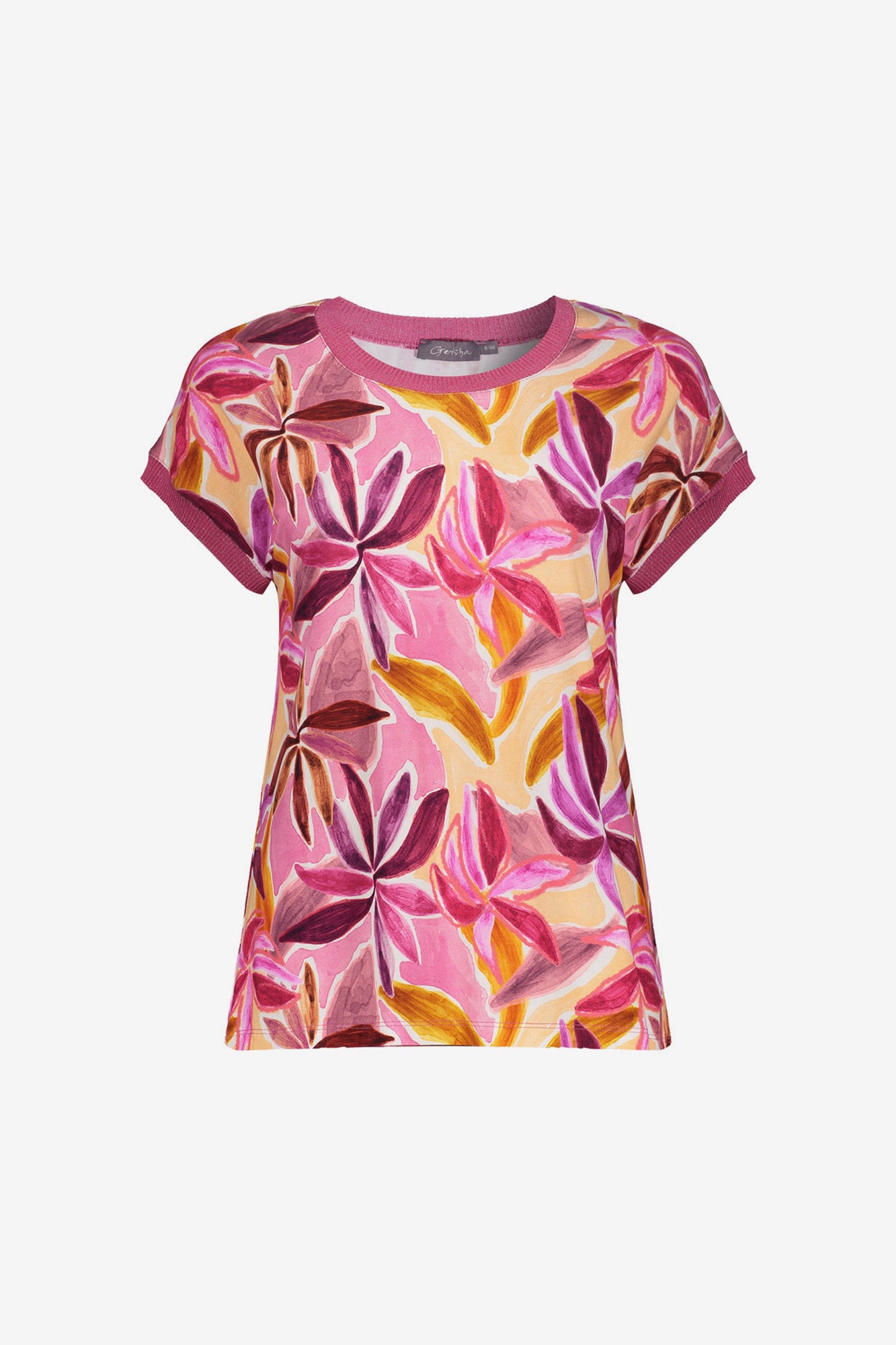 Geisha jersey T-shirt met ronde hals en glitterdetail