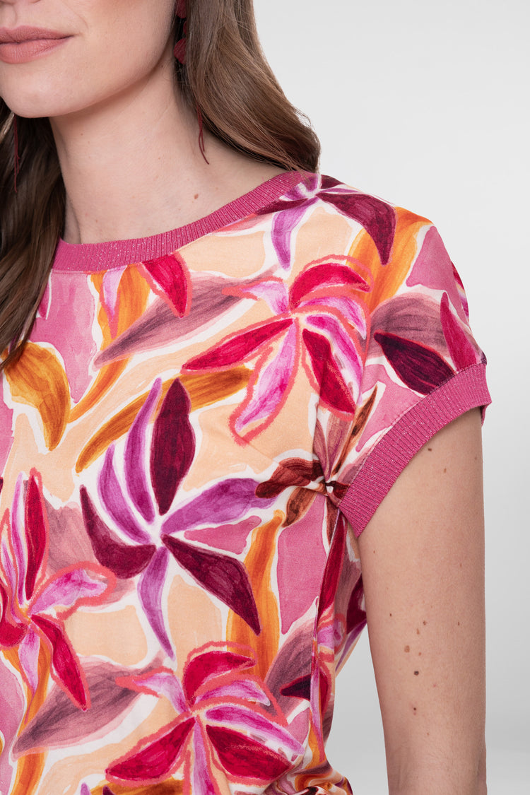 Geisha jersey T-shirt met ronde hals en glitterdetail