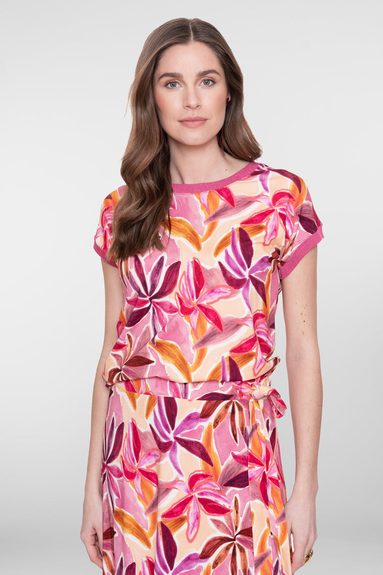 Geisha jersey T-shirt met ronde hals en glitterdetail