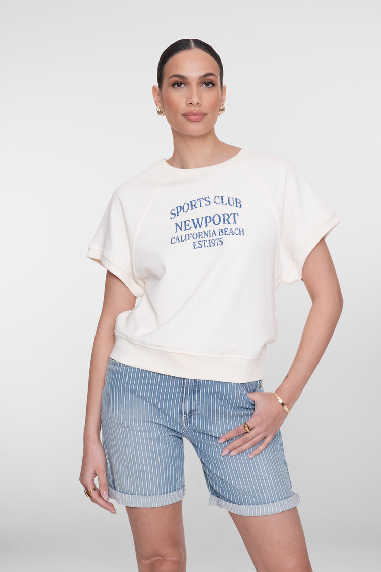 Geisha boxy sweater met tekstprint en lage schouderinzet