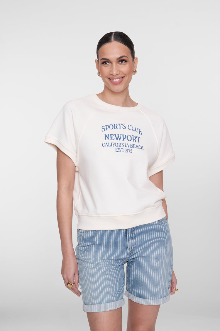 Geisha boxy sweater met tekstprint en lage schouderinzet