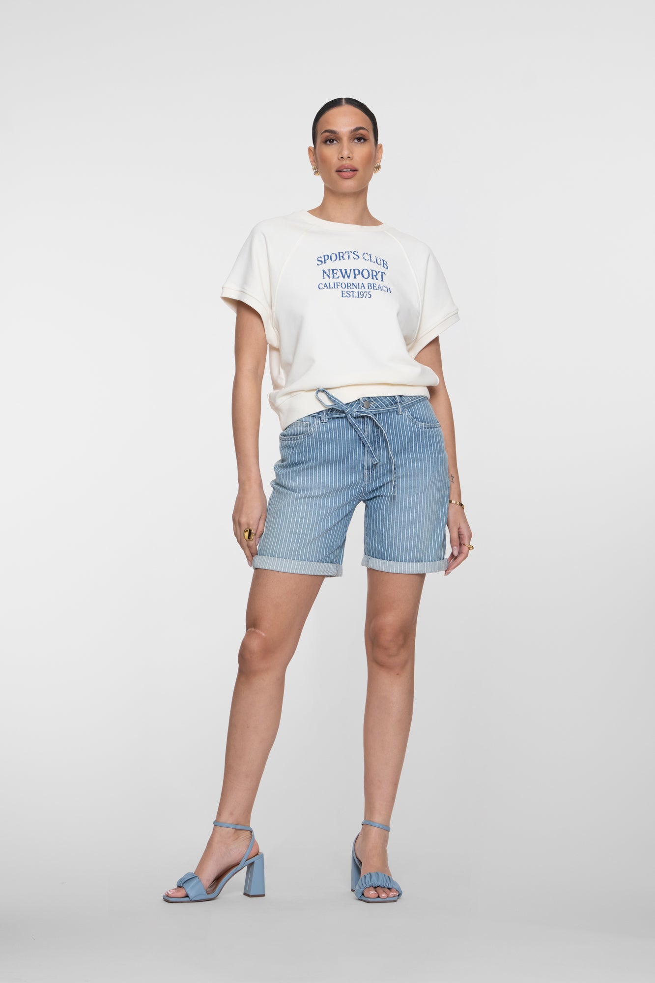 Geisha boxy sweater met tekstprint en lage schouderinzet