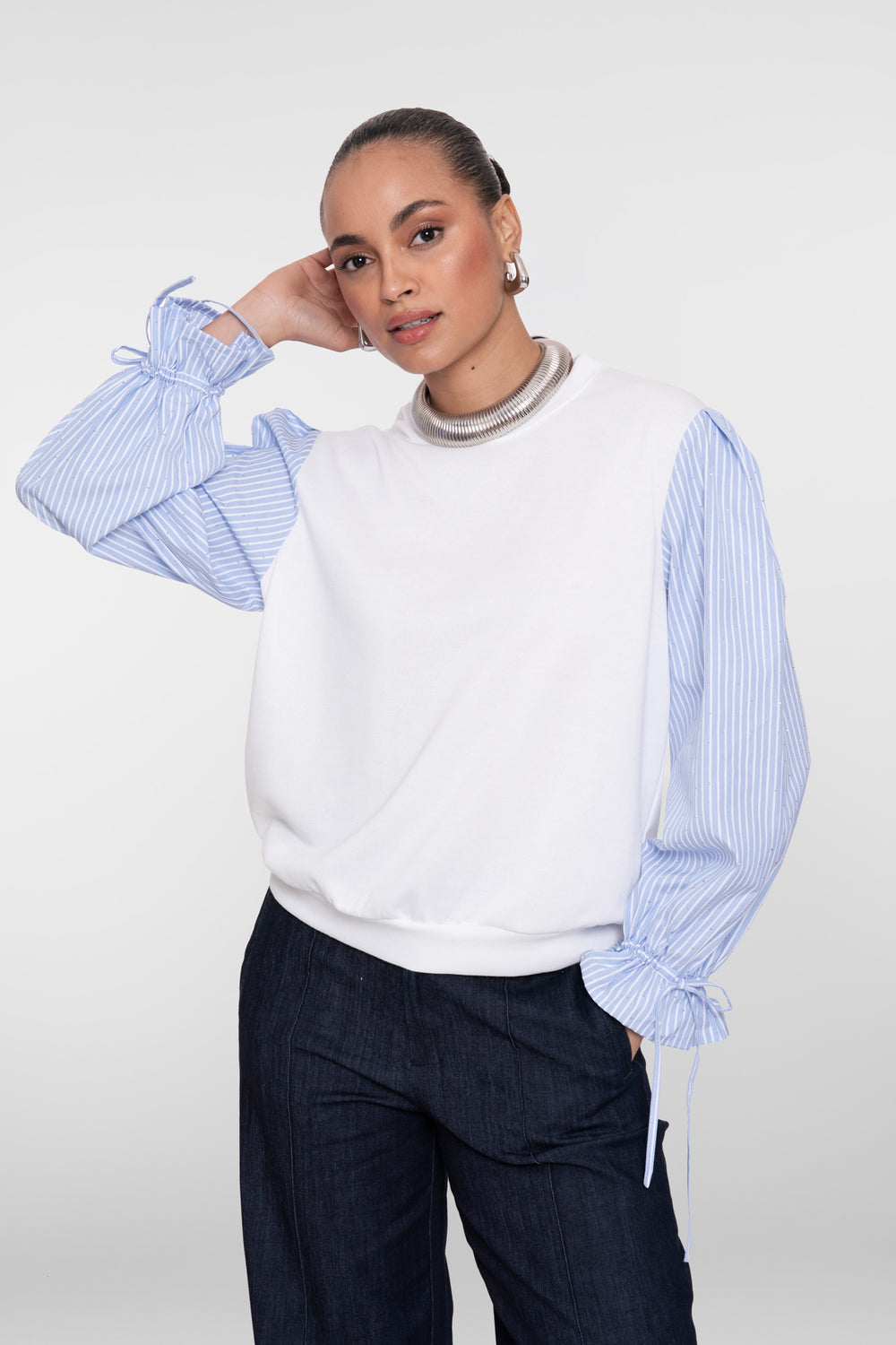 Geisha sweater met spencer-look en blousemouwen