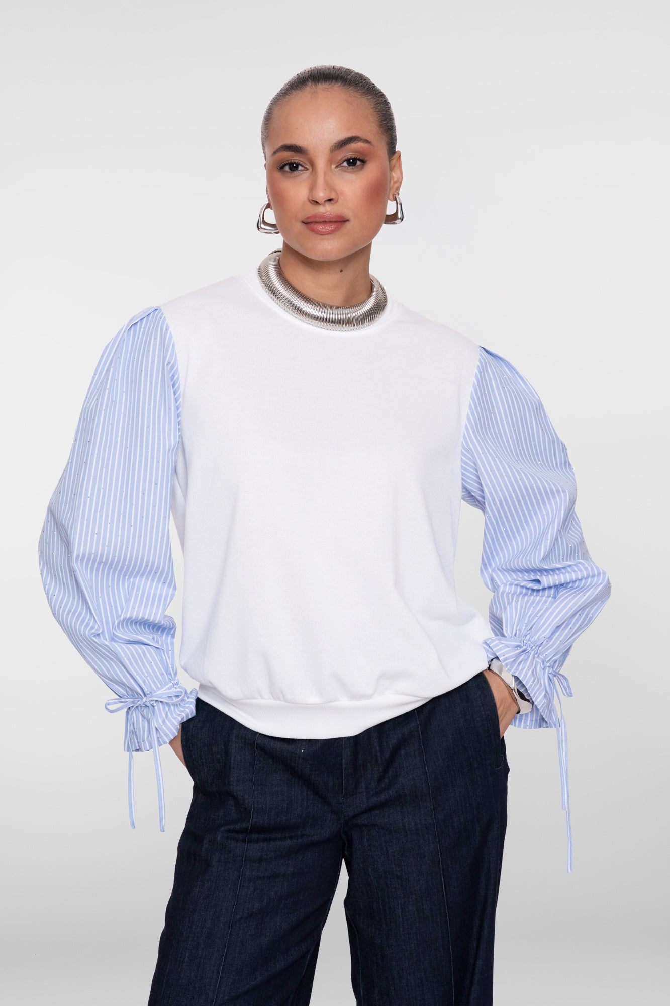 Geisha sweater met spencer-look en blousemouwen