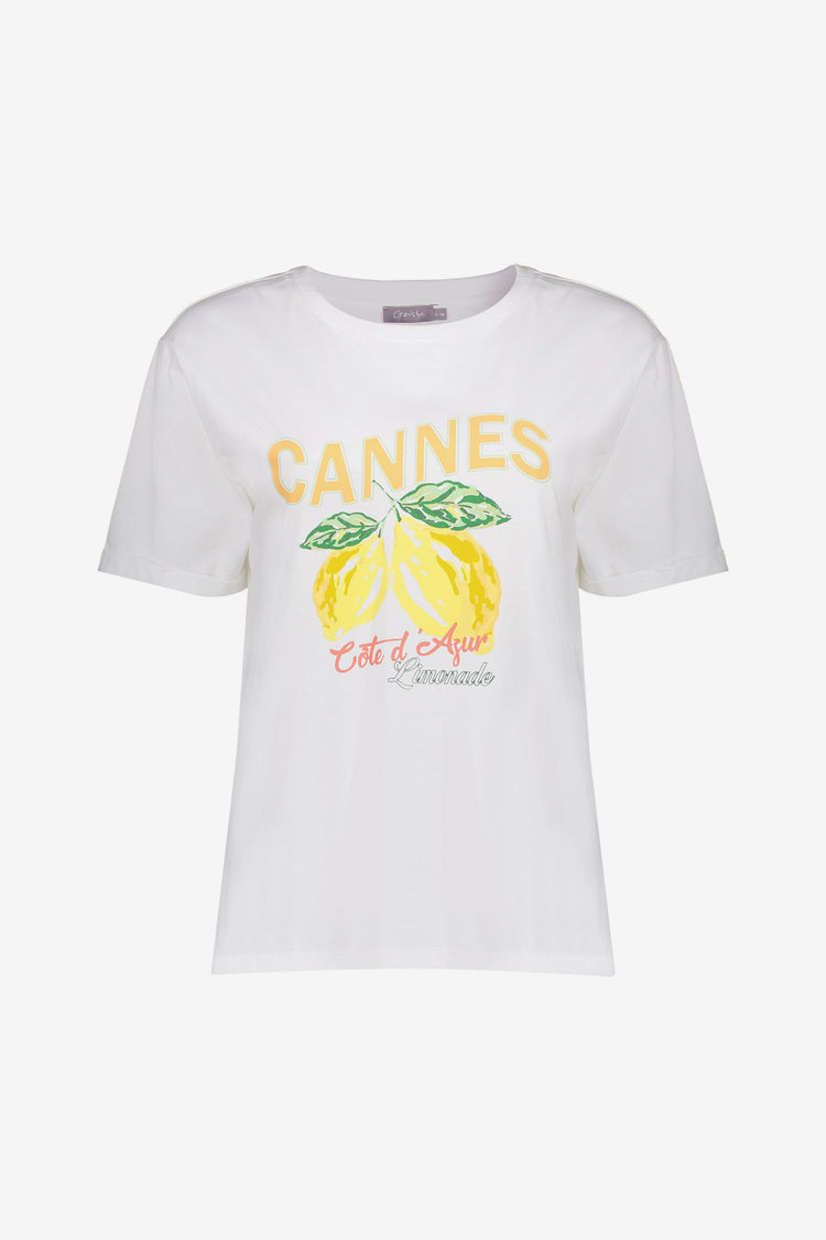 Geisha Cannes print T-shirt met citroenmotief