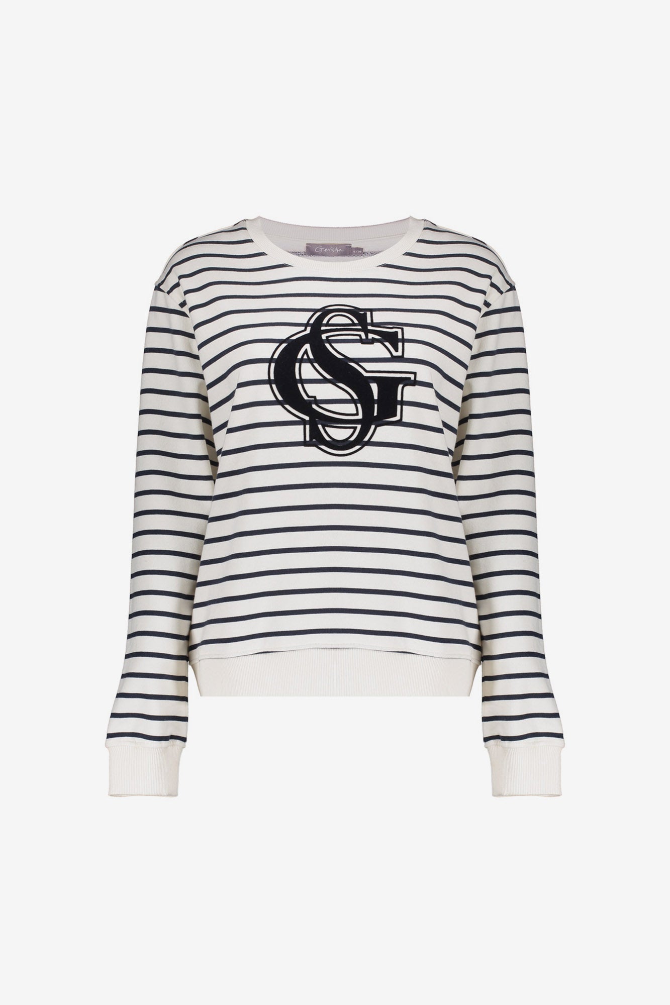 Geisha sweater met strepen en logo