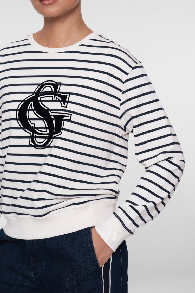 Geisha sweater met strepen en logo