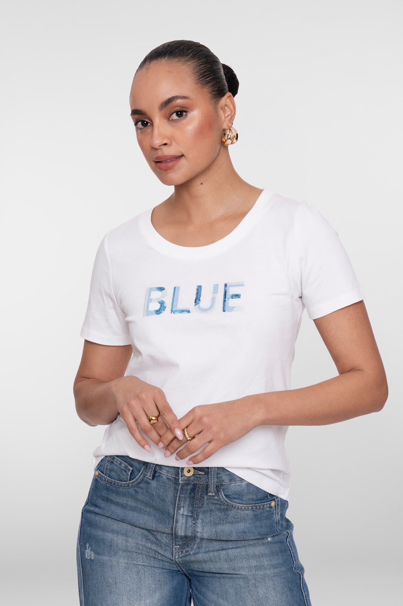 Geisha T-shirt 'Blue' met ronde hals