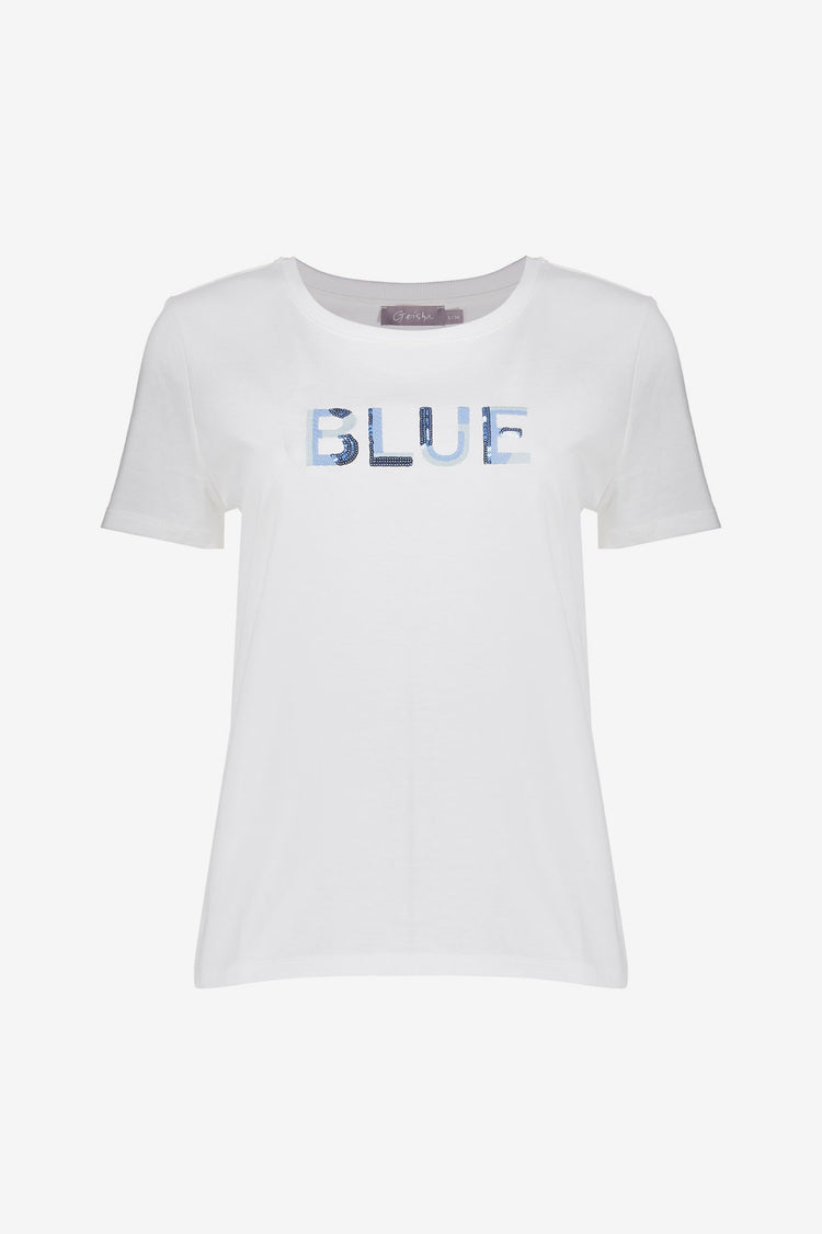 Geisha T-shirt 'Blue' met ronde hals