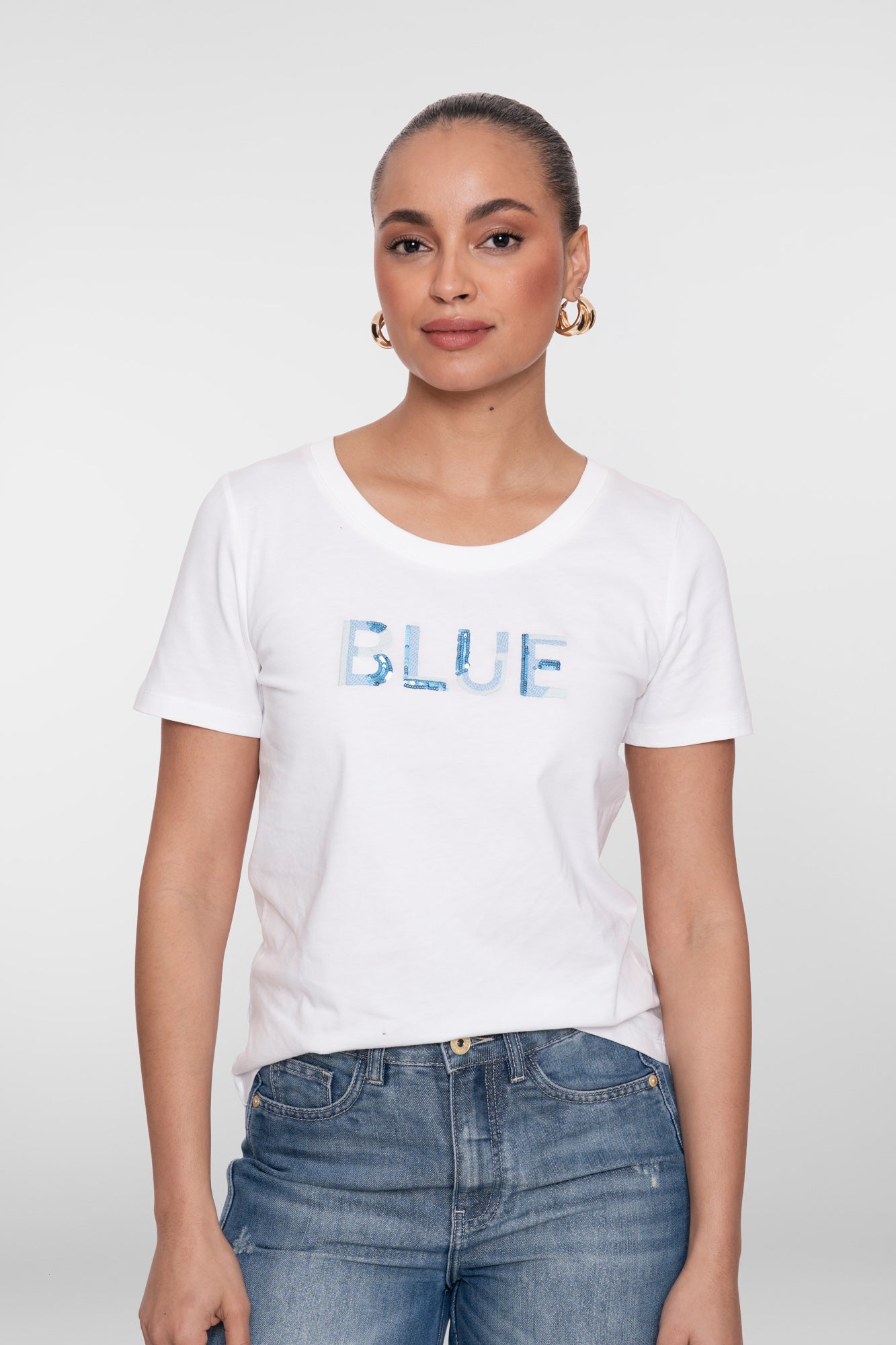 Geisha T-shirt 'Blue' met ronde hals