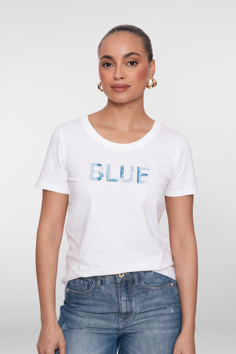Geisha T-shirt 'Blue' met ronde hals