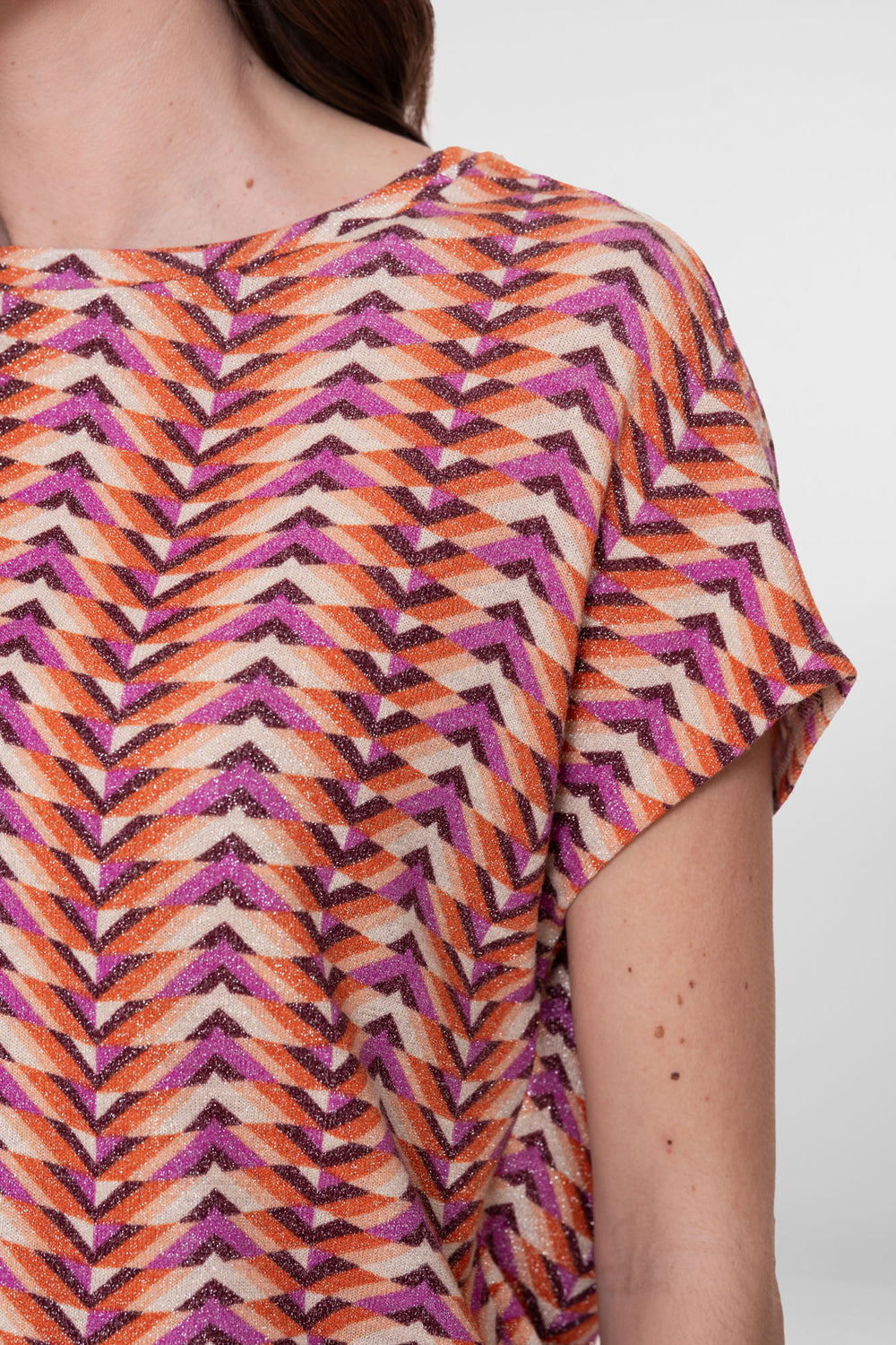 Geisha top met grafische print en lurex