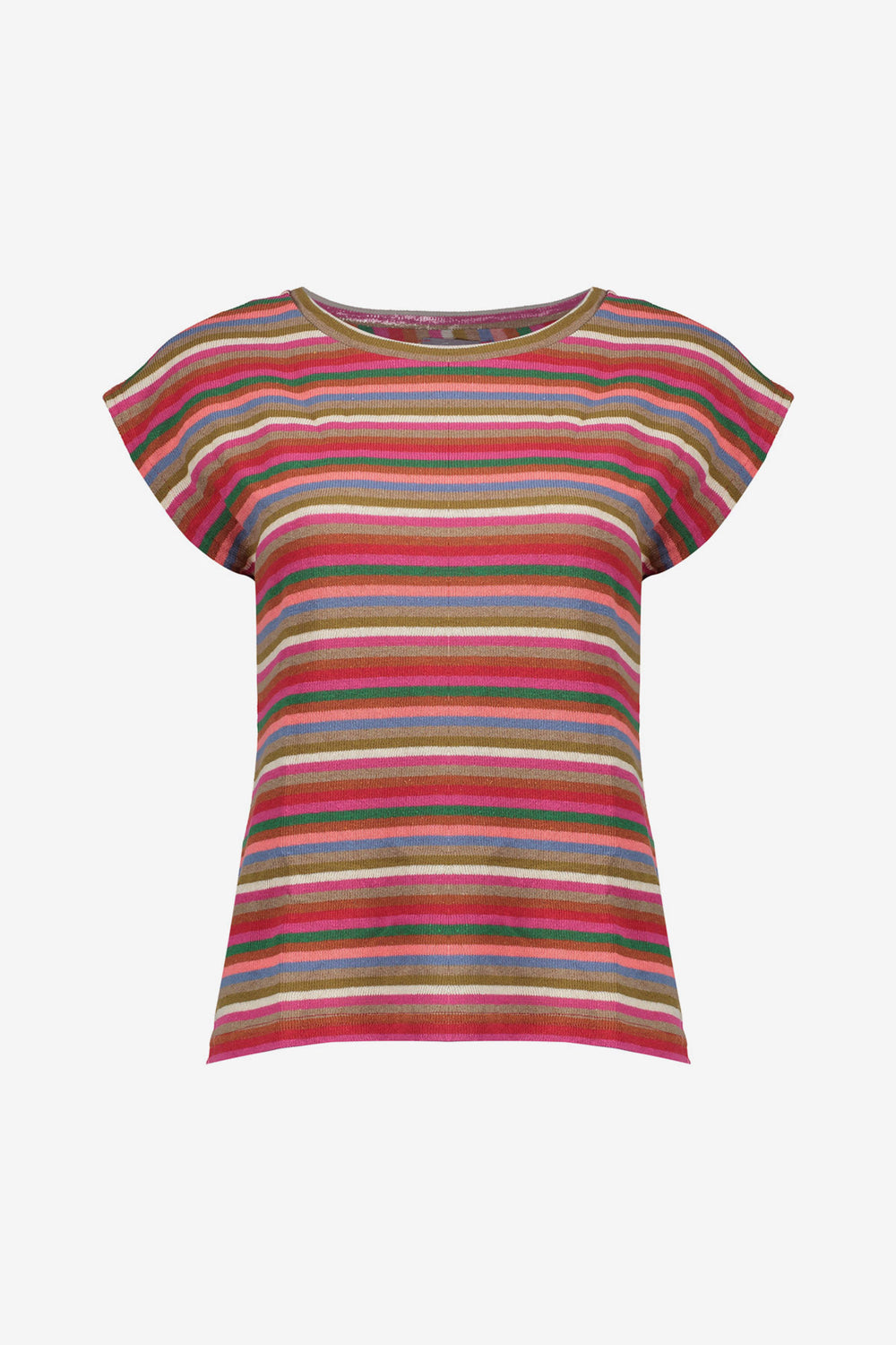 Geisha gestreepte dames top met multicolor dessin