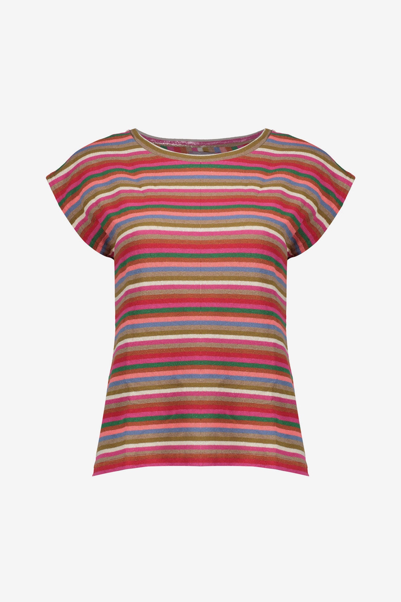 Geisha gestreepte dames top met multicolor dessin