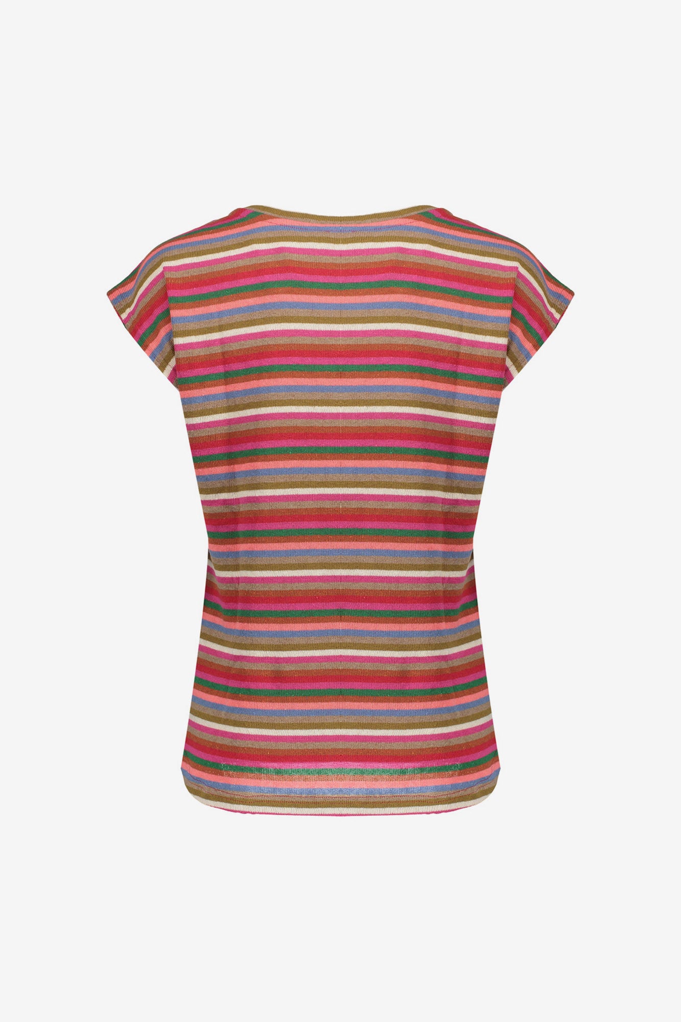 Geisha gestreepte dames top met multicolor dessin