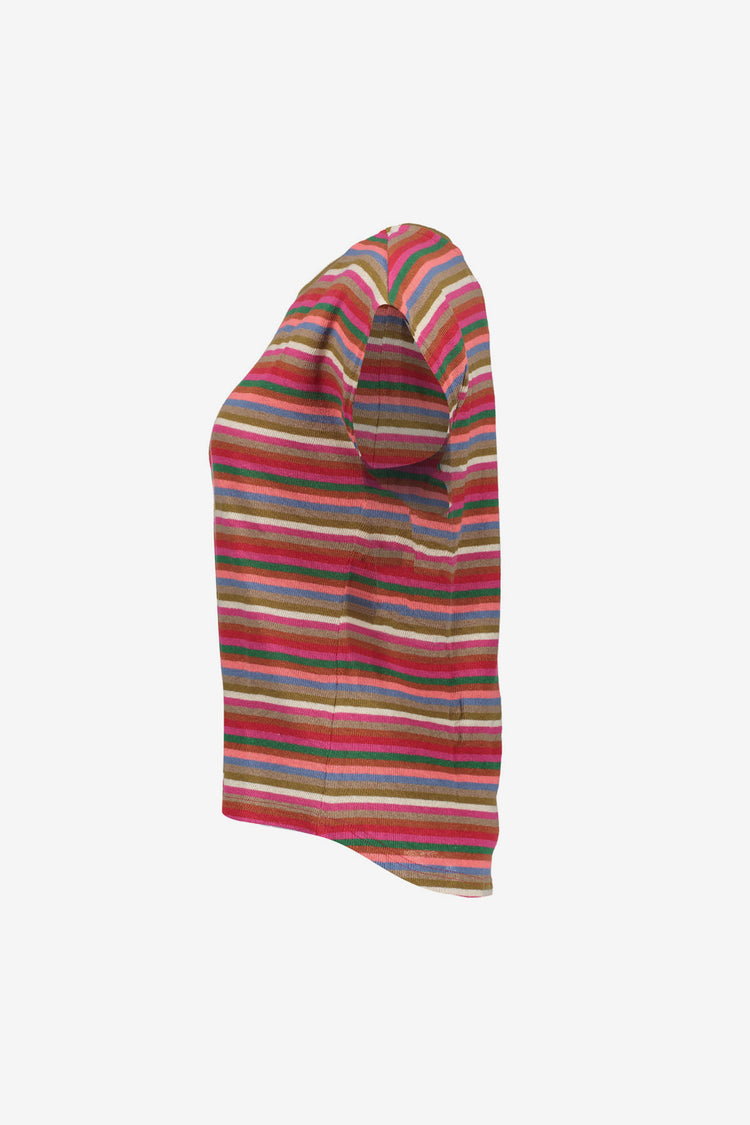 Geisha gestreepte dames top met multicolor dessin