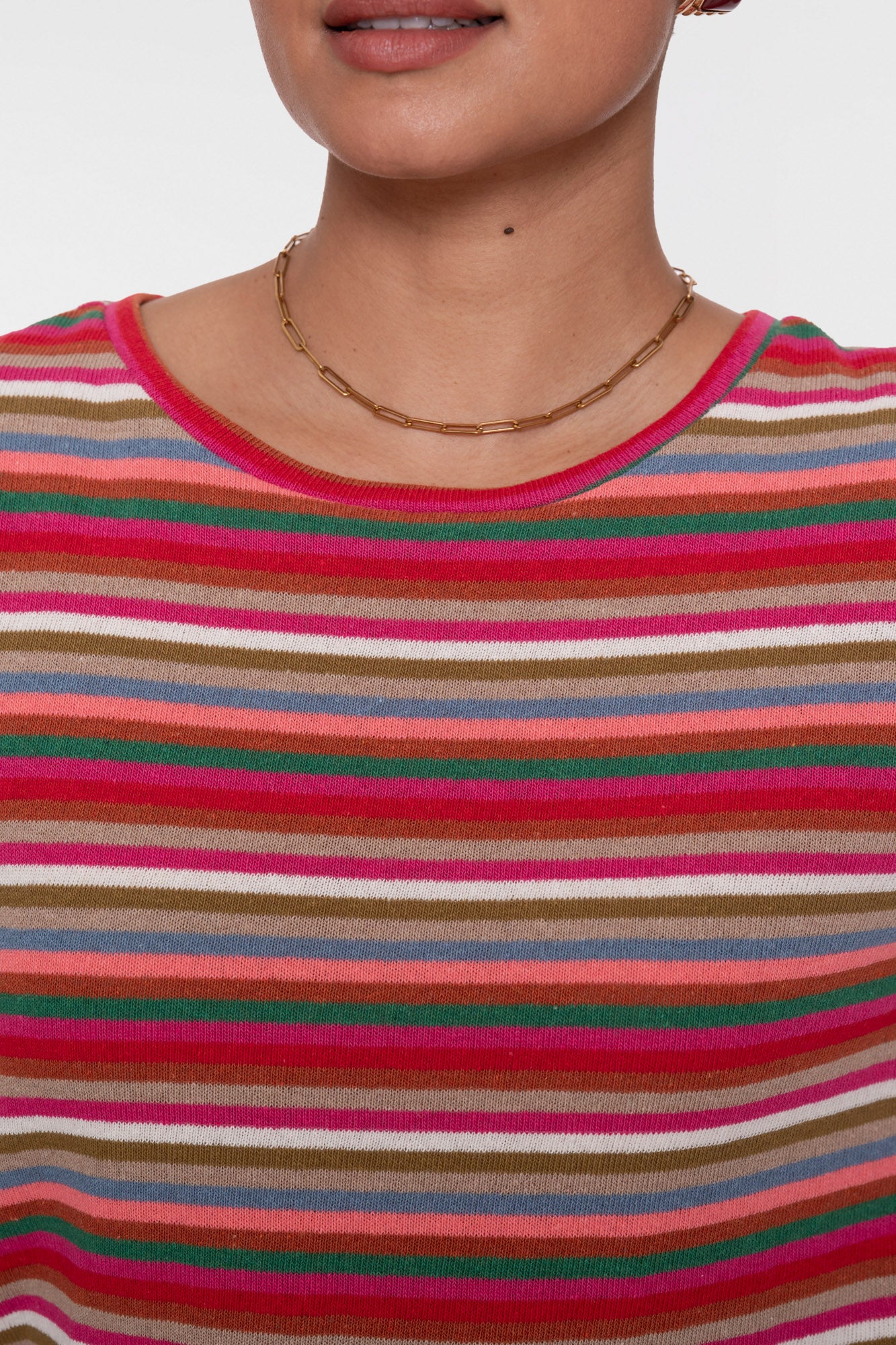 Geisha gestreepte dames top met multicolor dessin