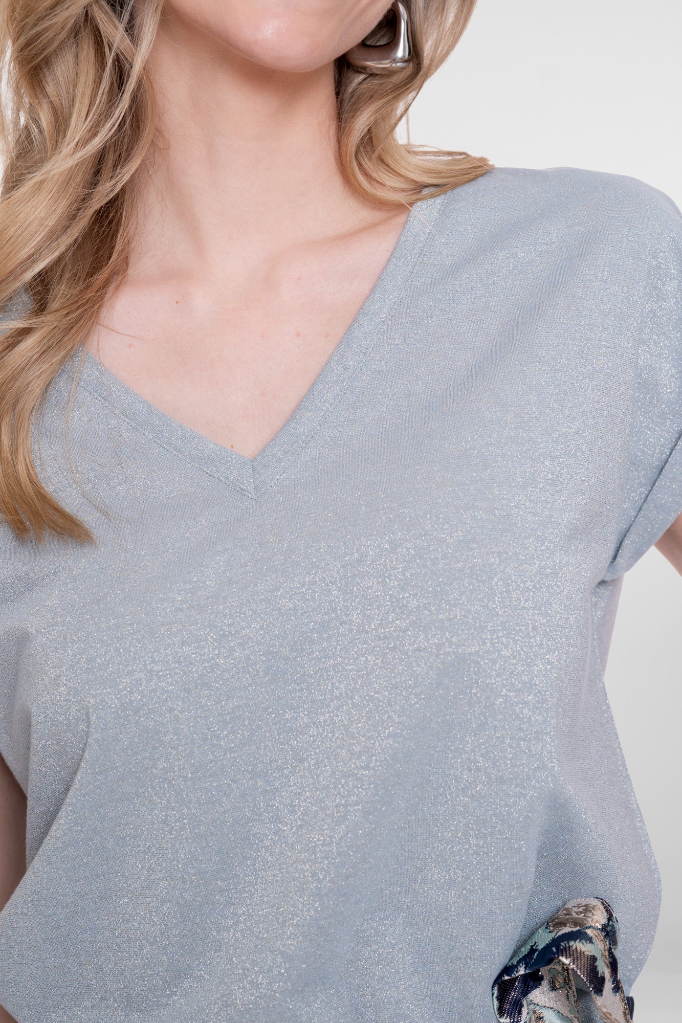Geisha T-shirt met V-hals en lurex