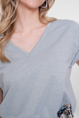 Geisha T-shirt met V-hals en lurex