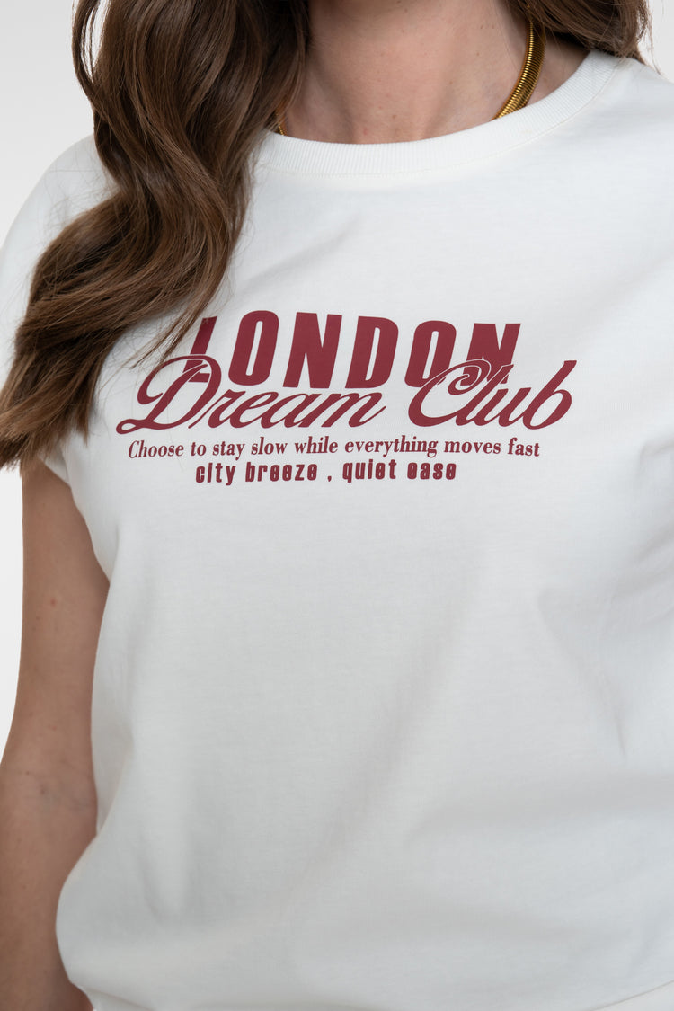 Geisha T-shirt 'London dream club' met omgeslagen korte mouwen