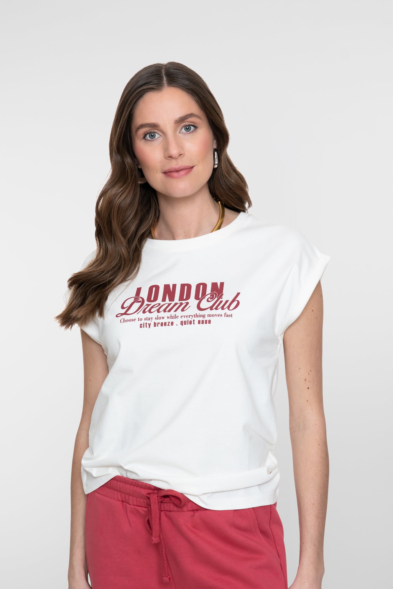 Geisha T-shirt 'London dream club' met omgeslagen korte mouwen