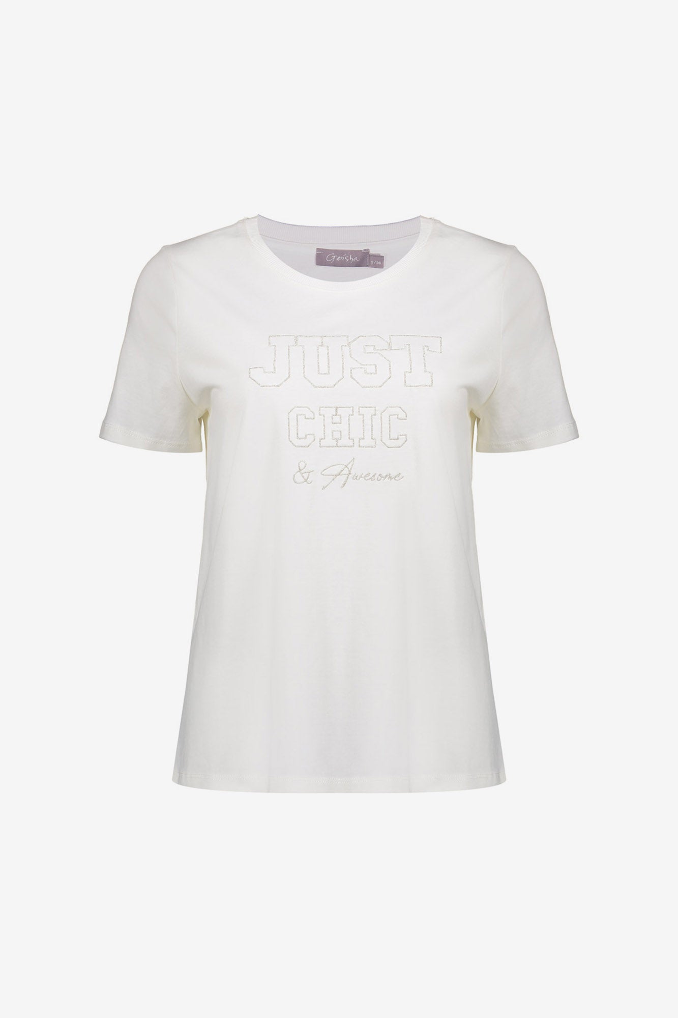 Geisha T-shirt met chestprint en subtiel reliëf