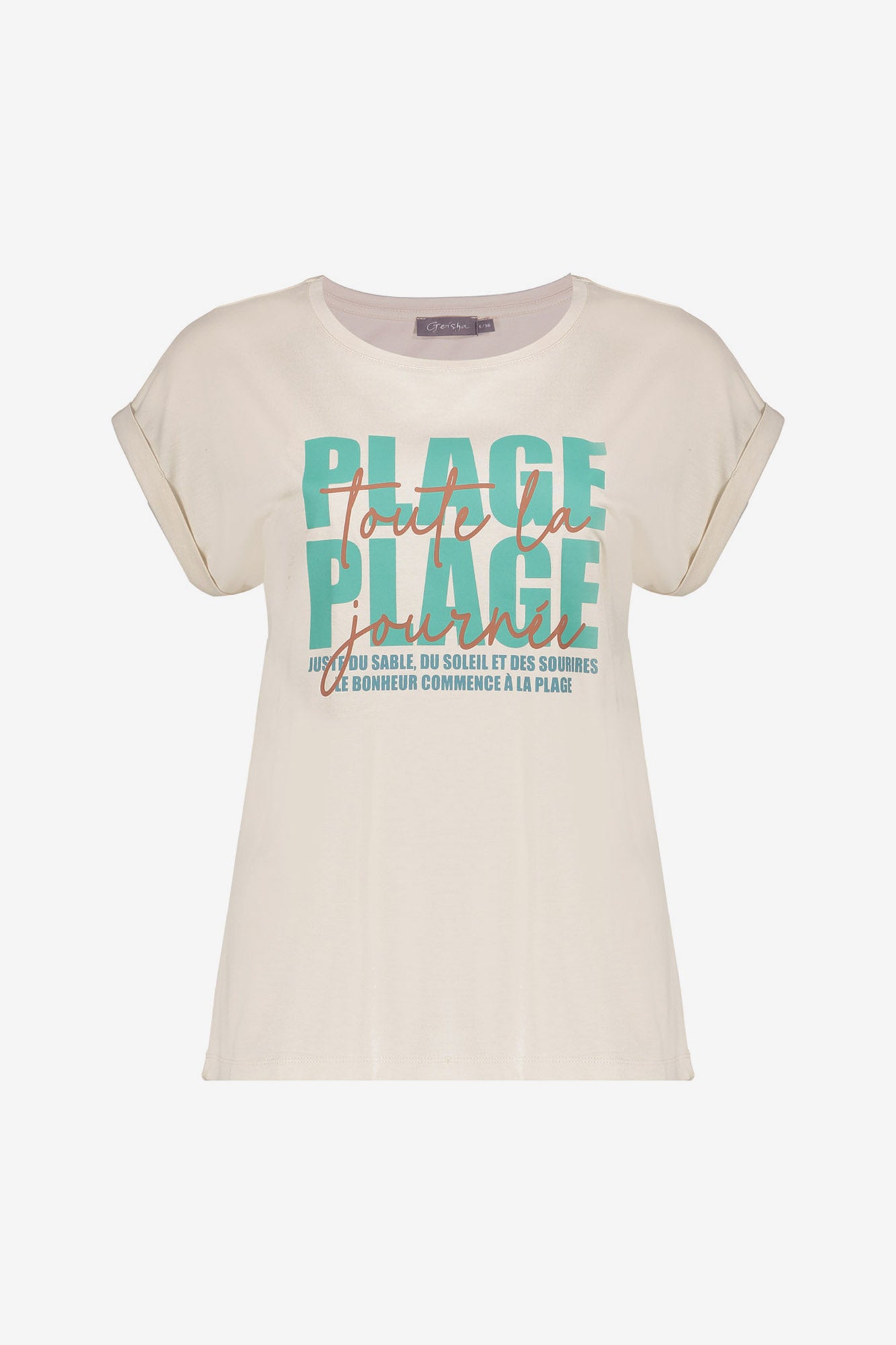 Geisha T-shirt met opvallende print en zomerse uitstraling