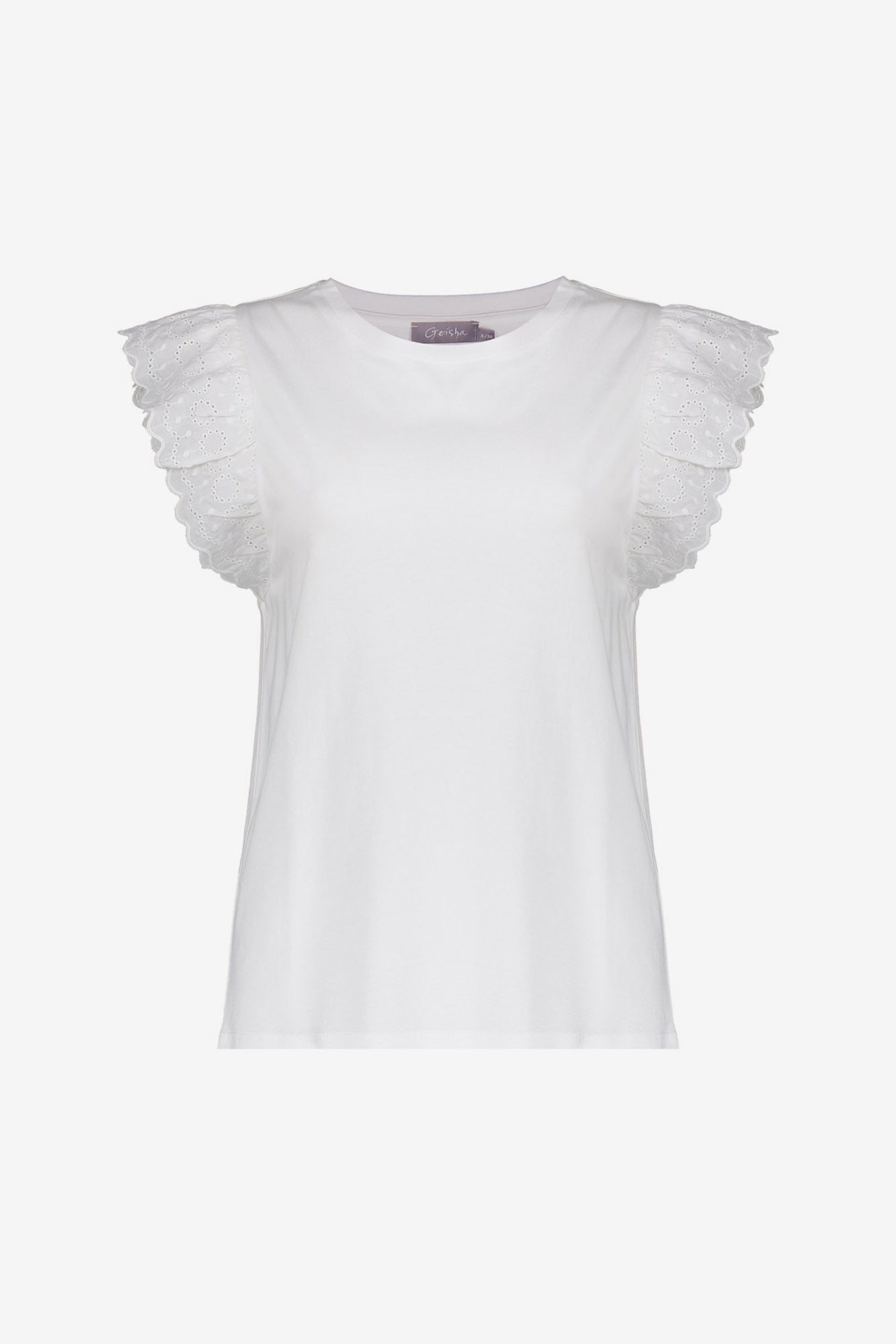Geisha T-shirt  met sierlijke broderie mouwen