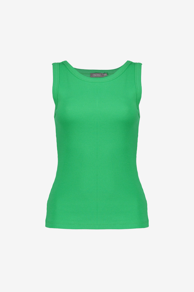 Geisha rib singlet met ronde hals en aansluitende pasvorm