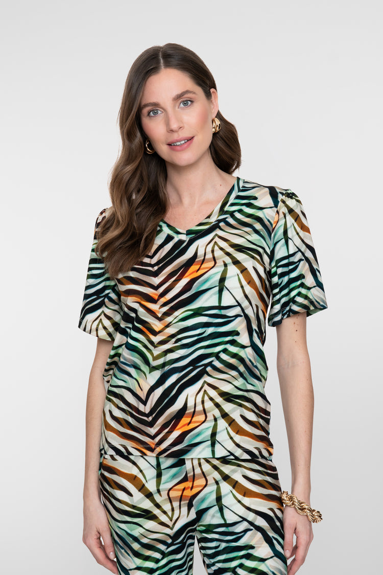 Geisha T-shirt met grafische print en tricot kwaliteit