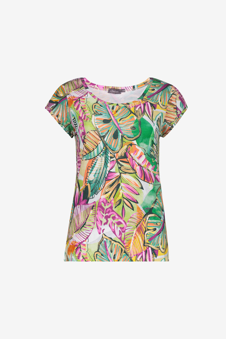 Geisha T-shirt in tricot met grafische print en soepele pasvorm