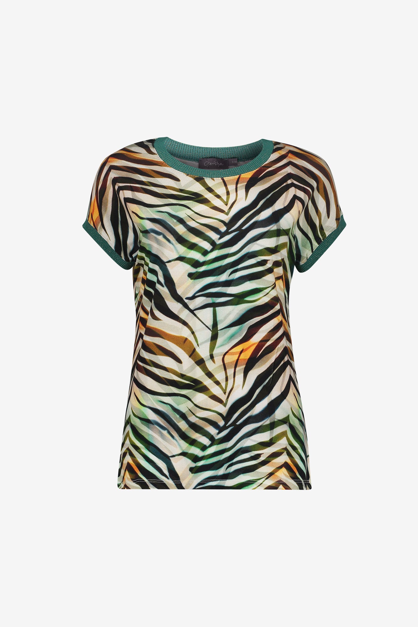Geisha T-shirt met grafische print en ribboorden met lurex