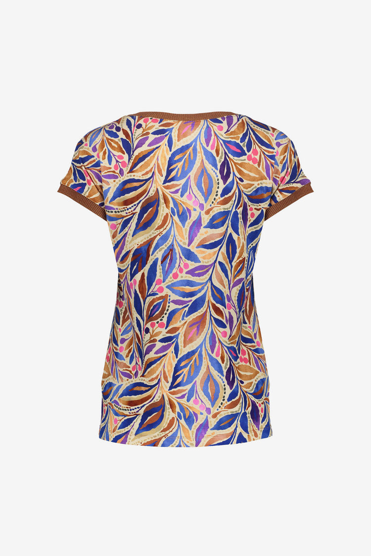 Geisha T-shirt met grafische print en ribboorden met lurex