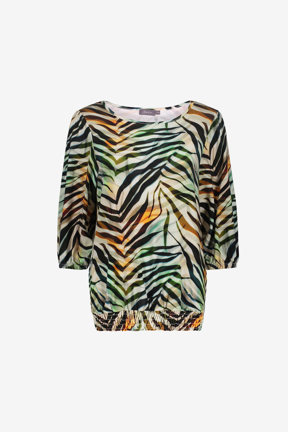 Geisha top met print en smockdetail