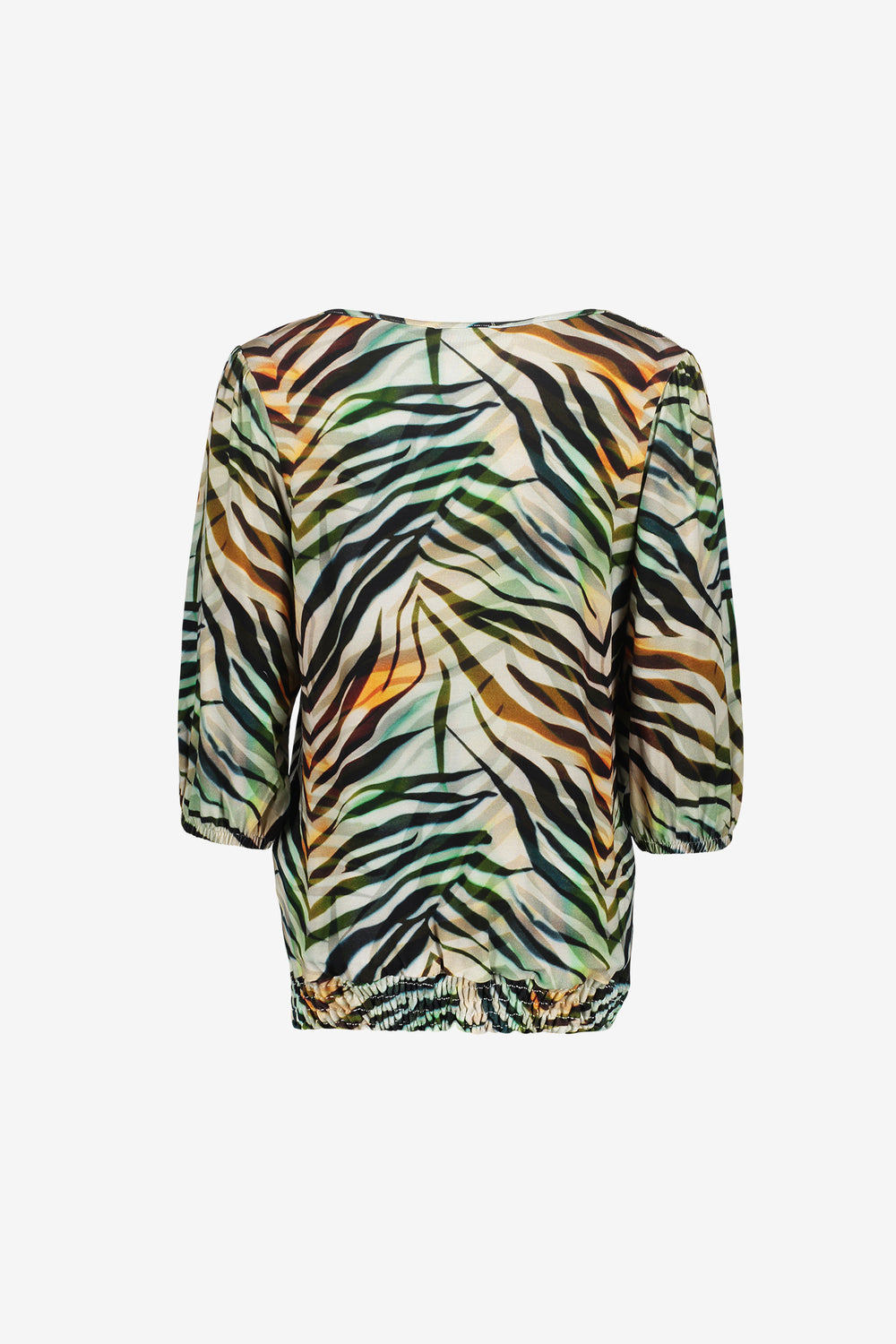 Geisha top met print en smockdetail