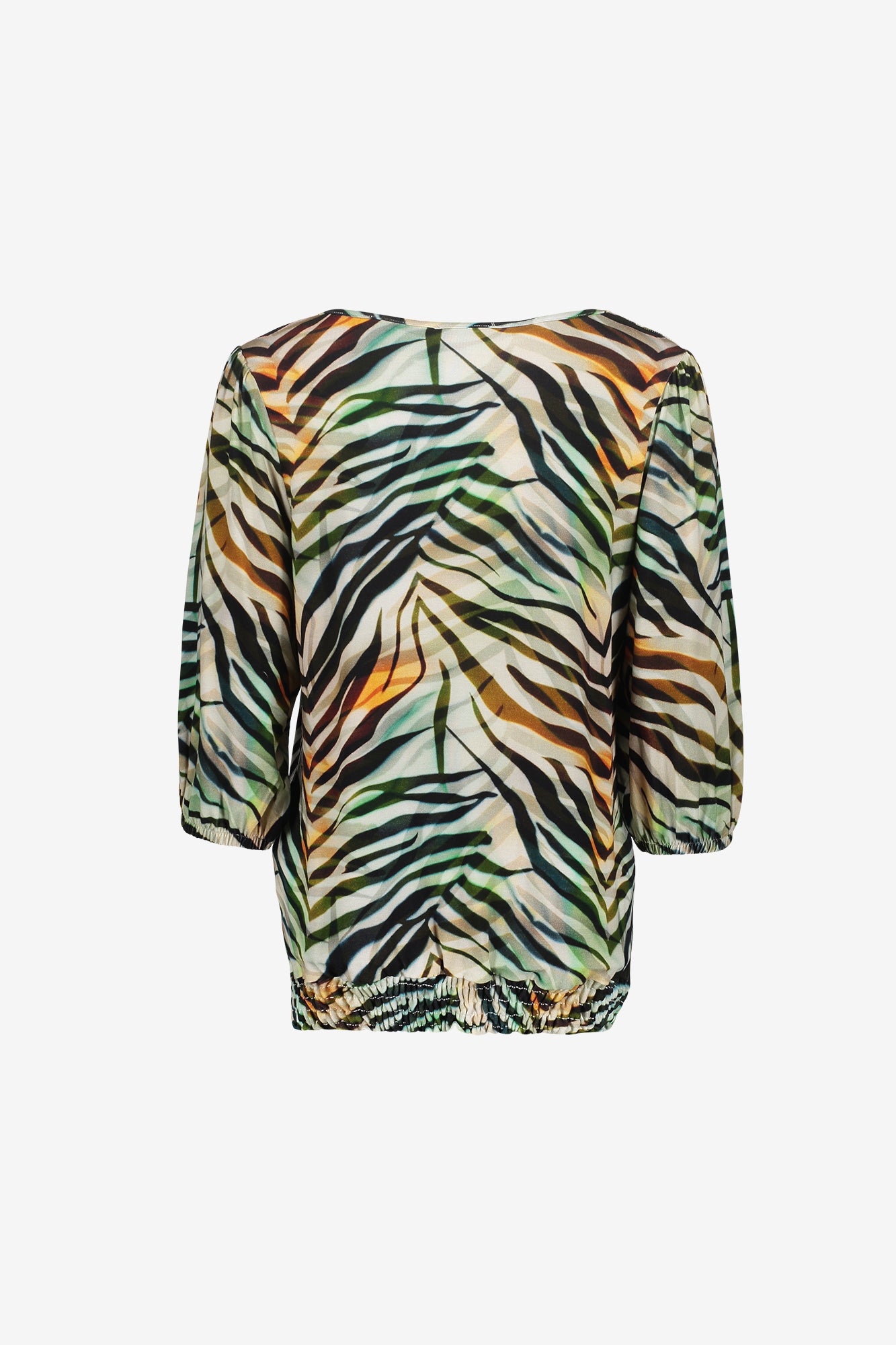 Geisha top met print en smockdetail