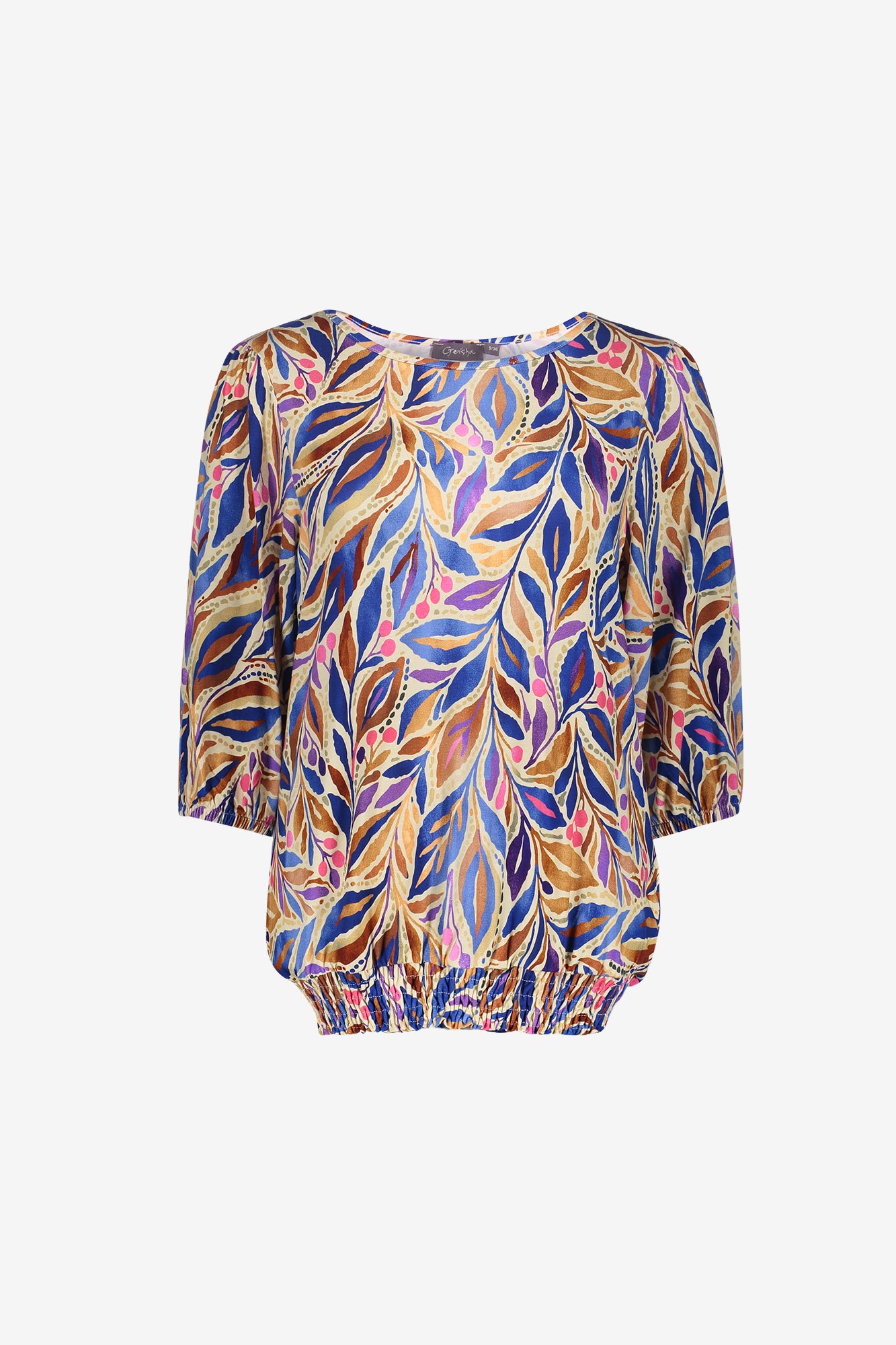 Geisha top met print en smockdetail