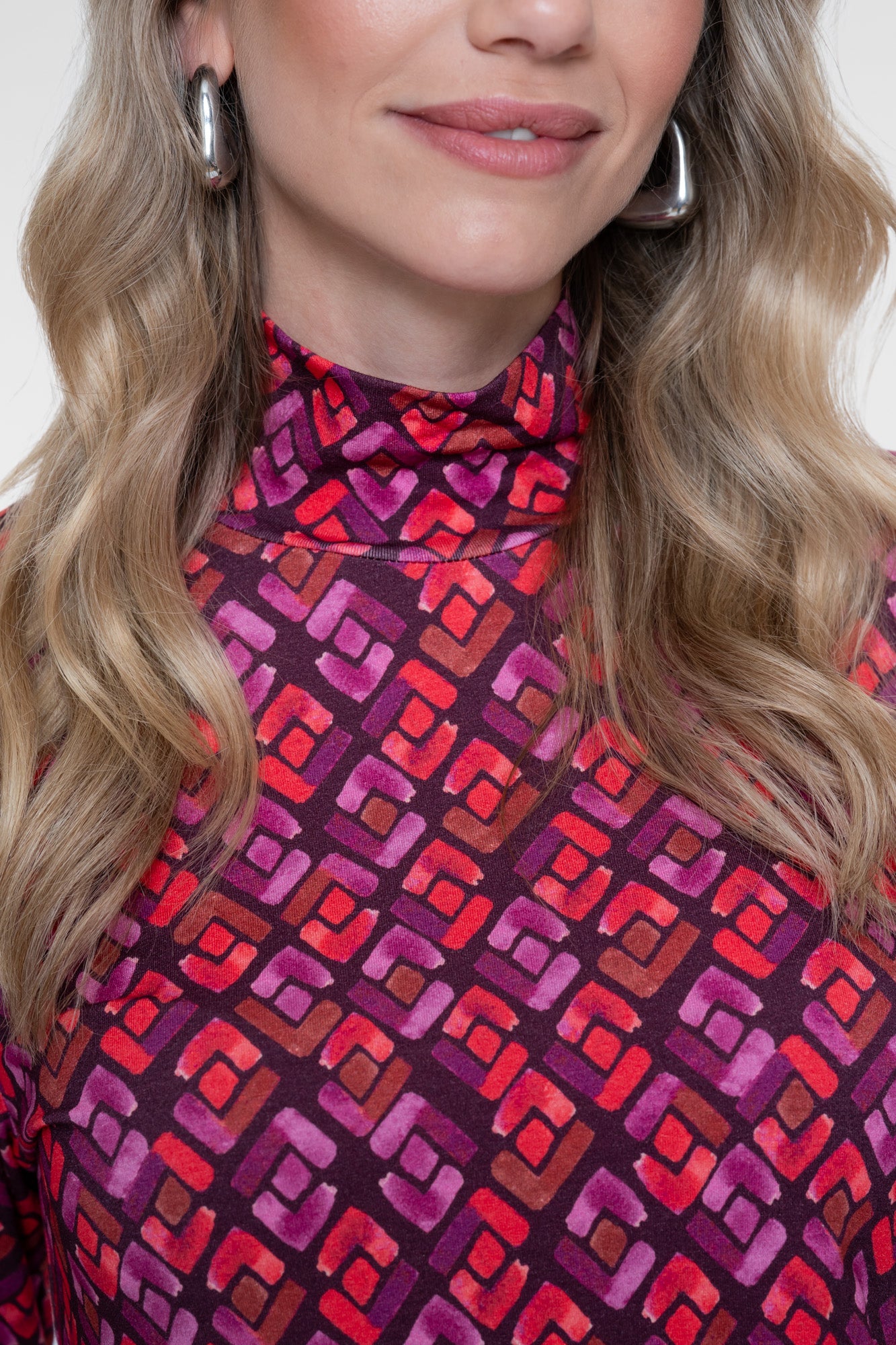 Geisha top met grafische print en col