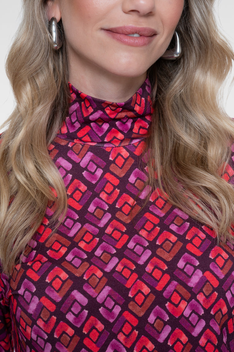 Geisha top met grafische print en col
