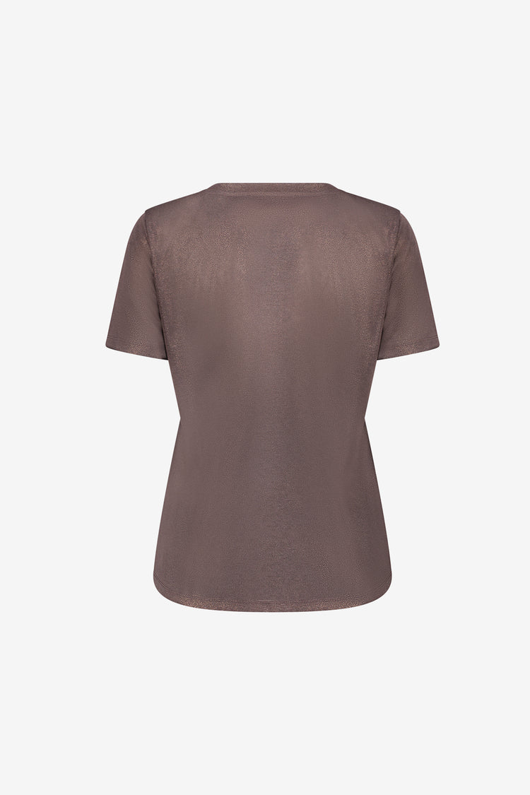 Geisha jersey T-shirt met V-hals en subtiele glans