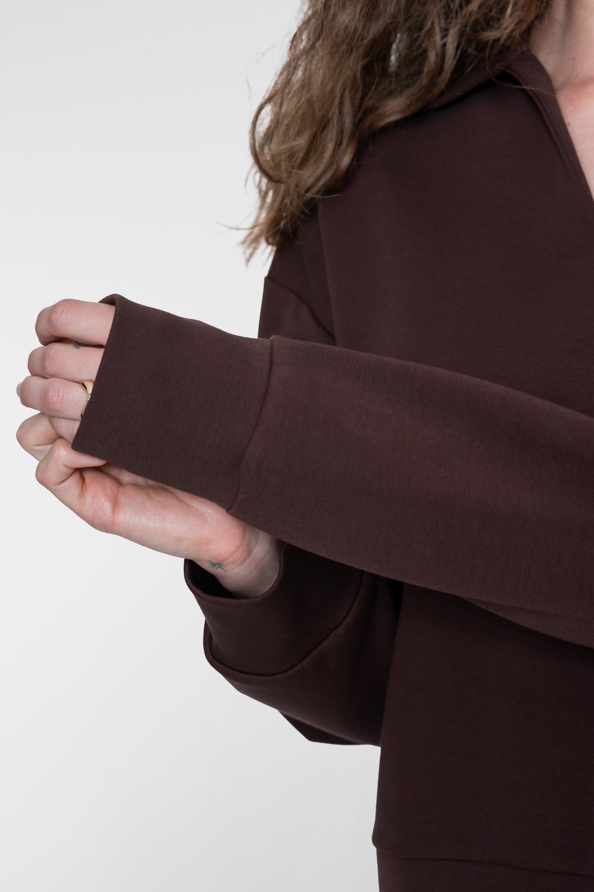 Geisha sweater met polokraag in donkerbruin