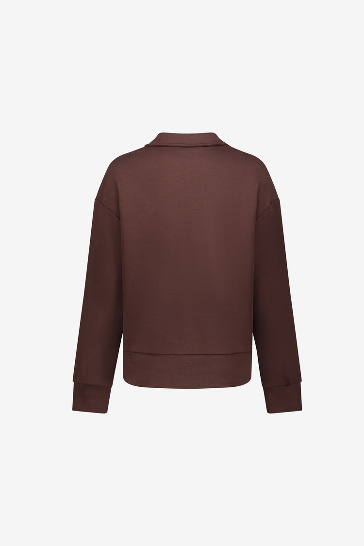 Geisha sweater met polokraag in donkerbruin